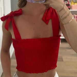 Red crop top with bow